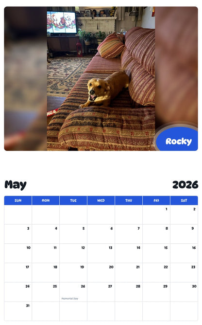 2026 - 2027 Rocky - Pawidols Pet Calendar