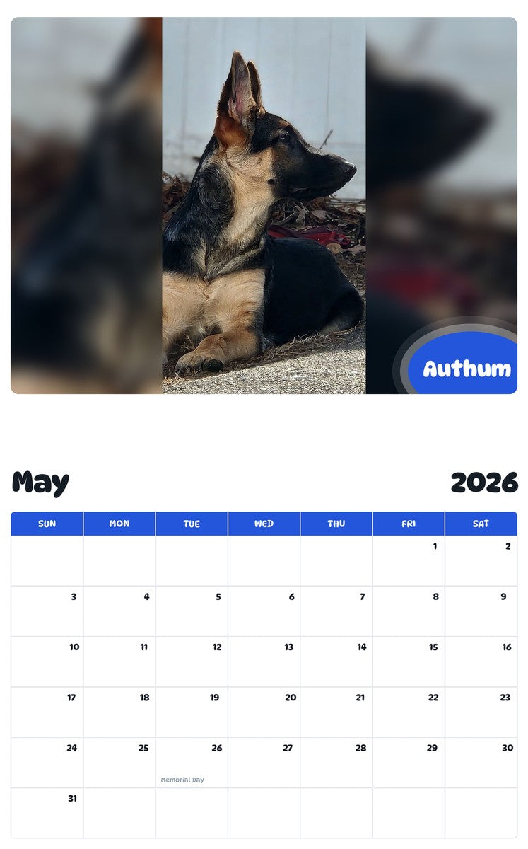 2026 - 2027 Authum - Pawidols Pet Calendar