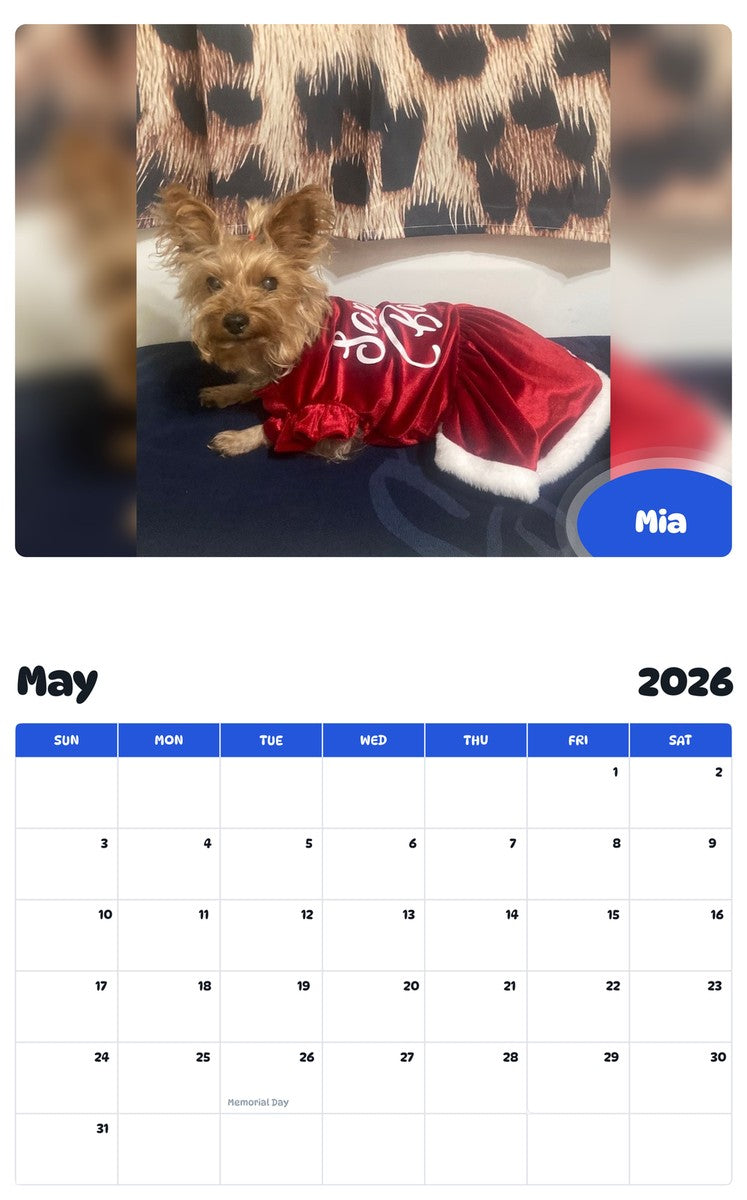 2026 - 2027 Mia - Pawidols Pet Calendar