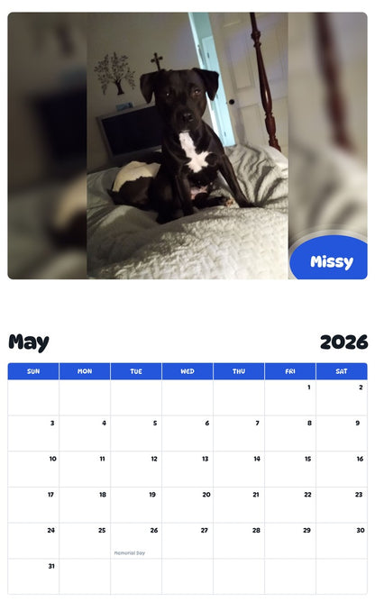 2026 - 2027 Missy - Pawidols Pet Calendar
