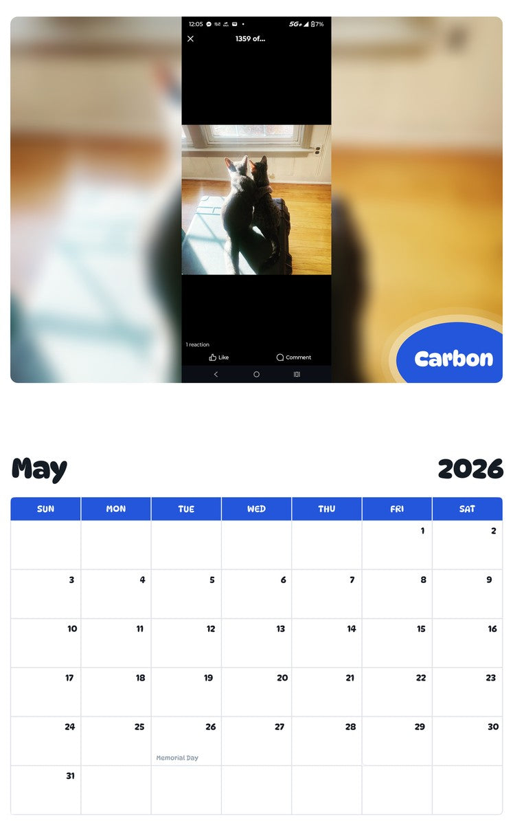 2026 - 2027 Carbon - Pawidols Pet Calendar