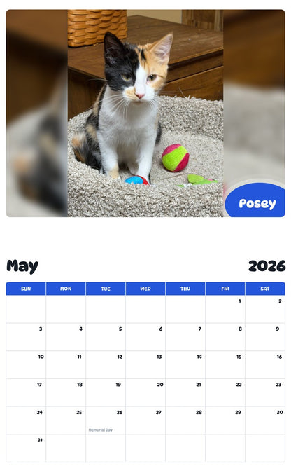 2026 - 2027 Posey - Pawidols Pet Calendar