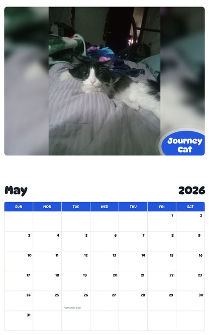 2026 - 2027 Journey Cat - Pawidols Pet Calendar