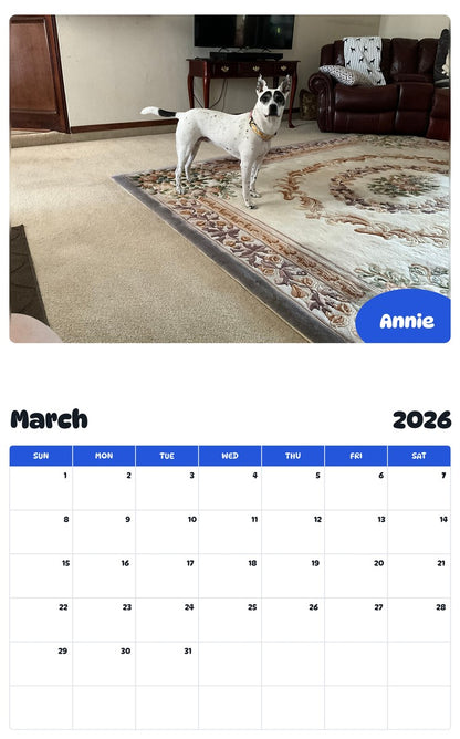 November 2025 - October 2026 Annie - Pawidols Pet Calendar