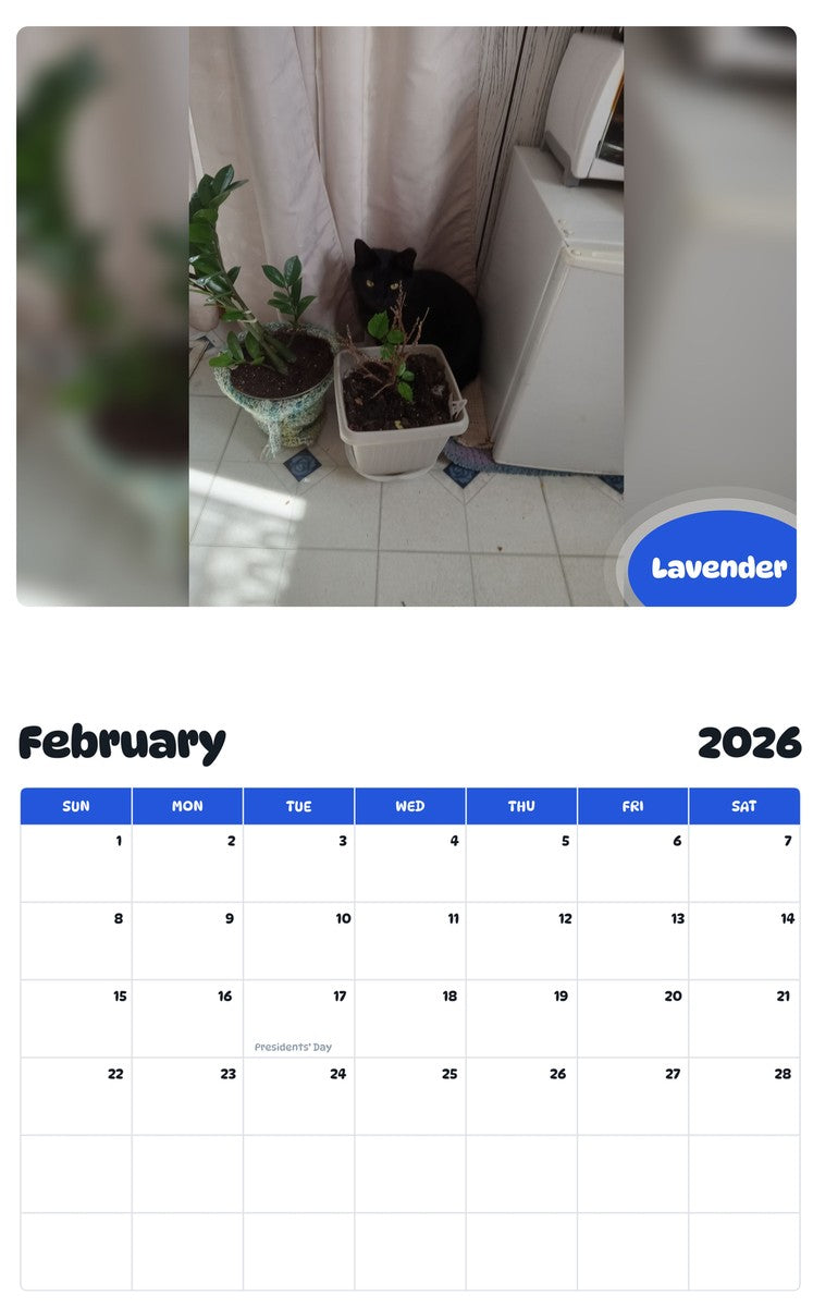 October 2025 - September 2026 Lavender - Pawidols Pet Calendar
