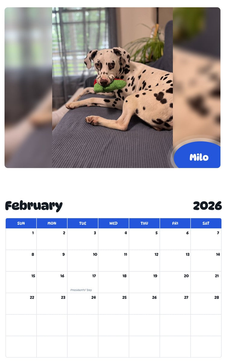 October 2025 - September 2026 Milo - Pawidols Pet Calendar