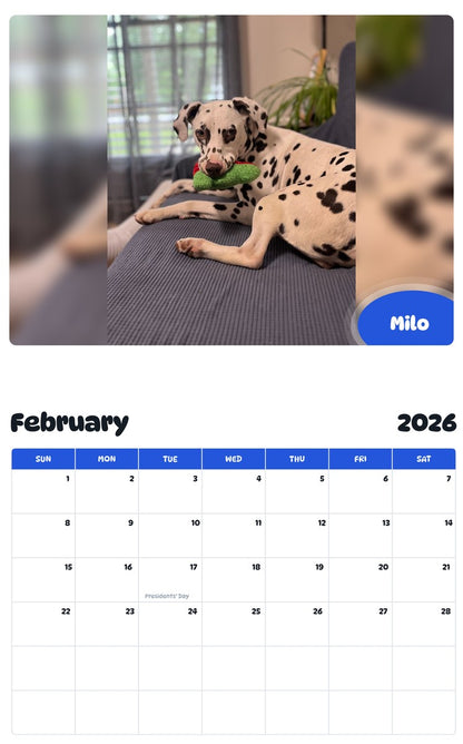 October 2025 - September 2026 Milo - Pawidols Pet Calendar