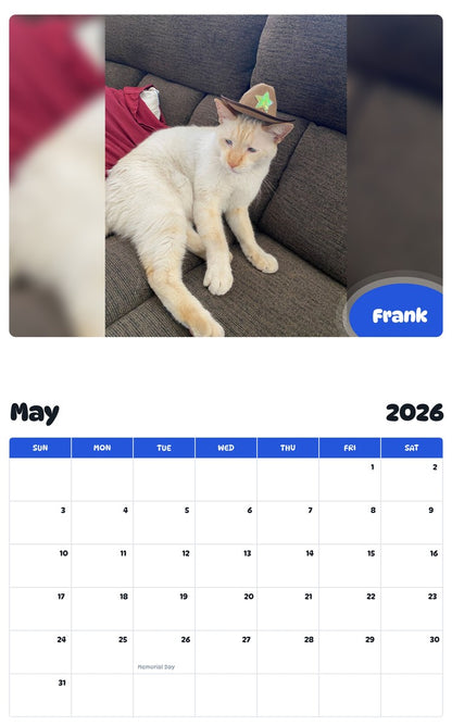 2026 - 2027 Frank - Pawidols Pet Calendar