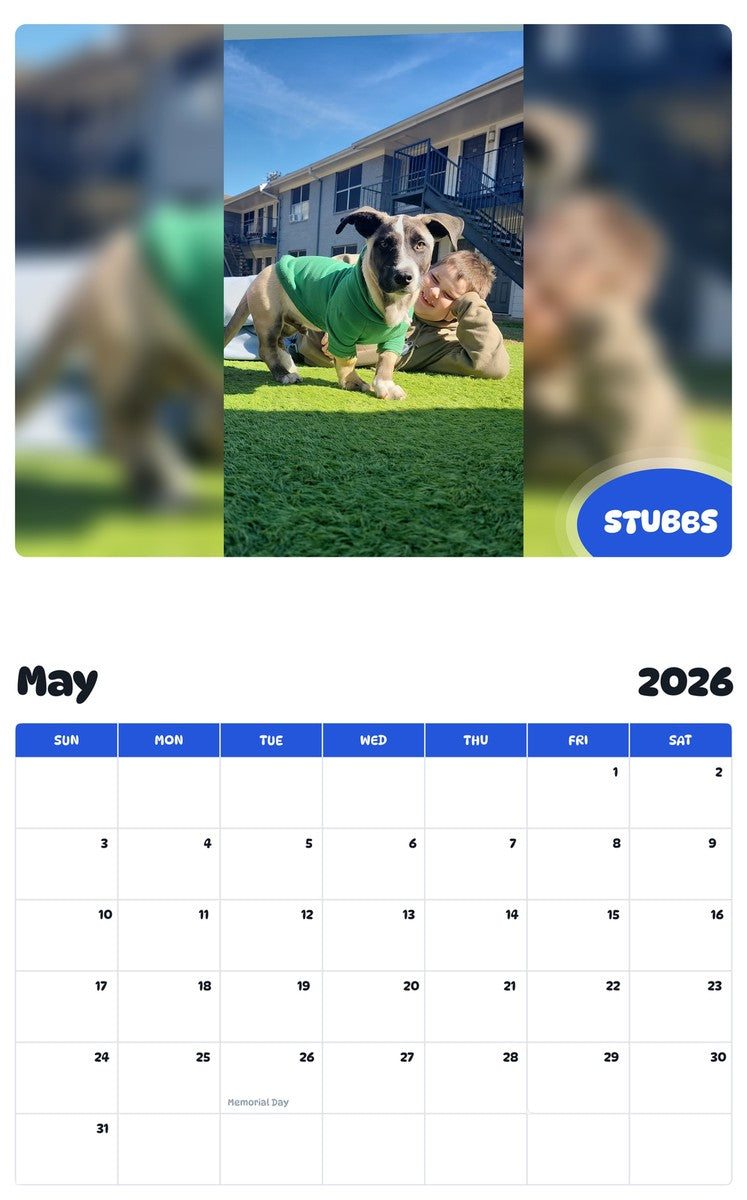 2026 - 2027 STUBBS - Pawidols Pet Calendar