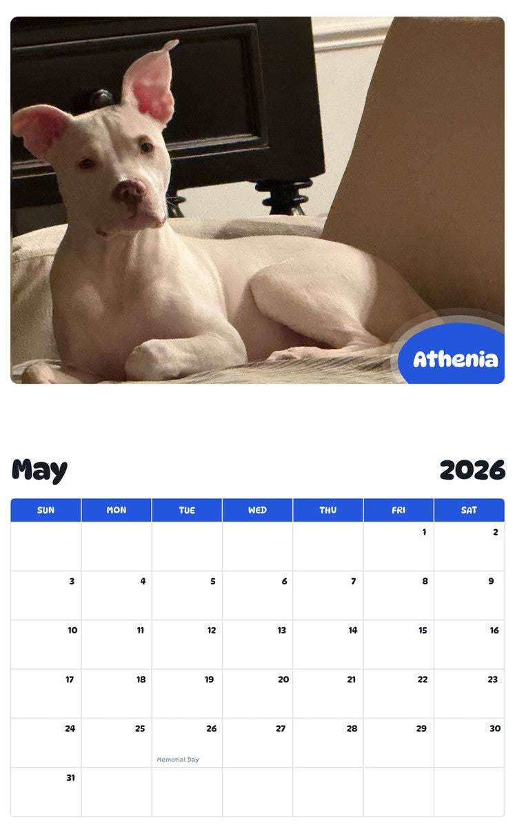 2026 - 2027 Athenia - Pawidols Pet Calendar