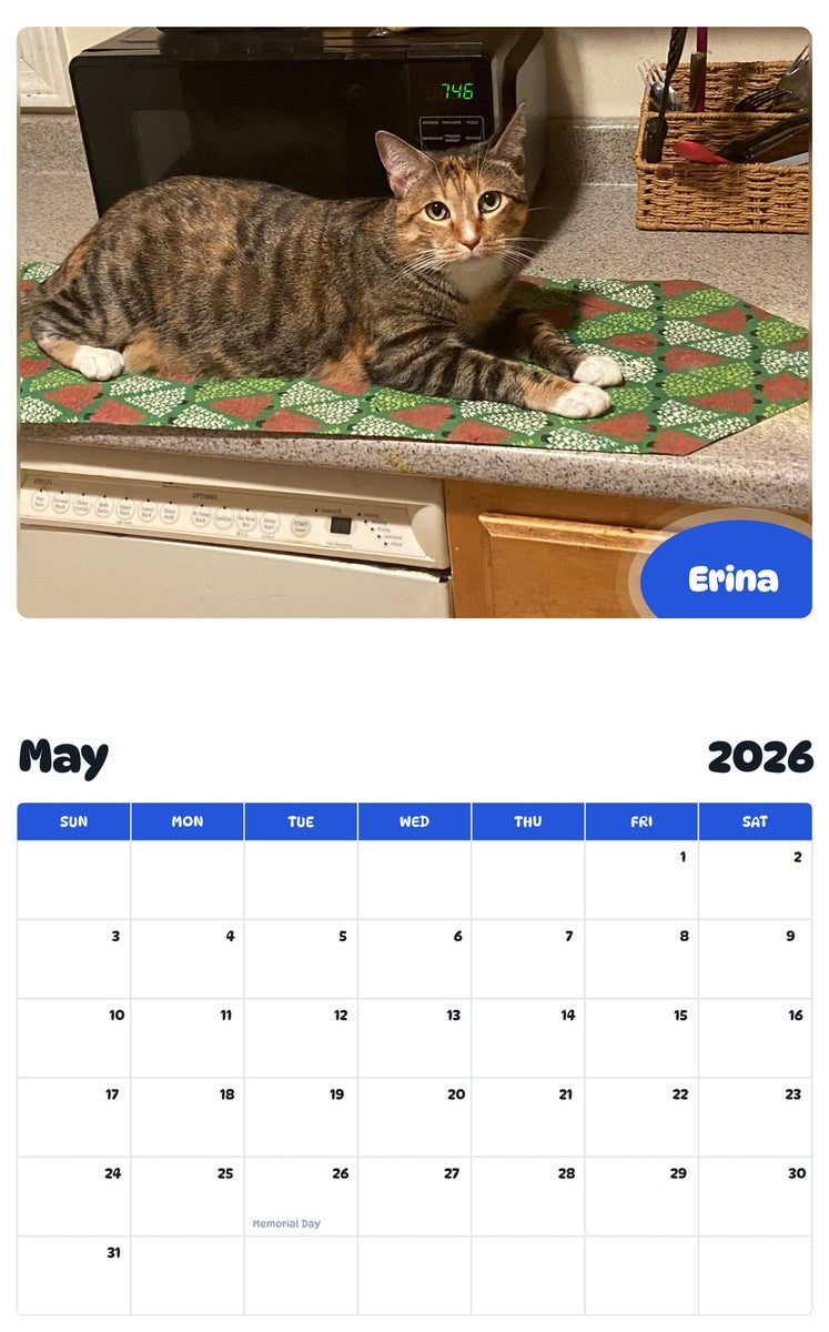 2026 - 2027 Erina - Pawidols Pet Calendar