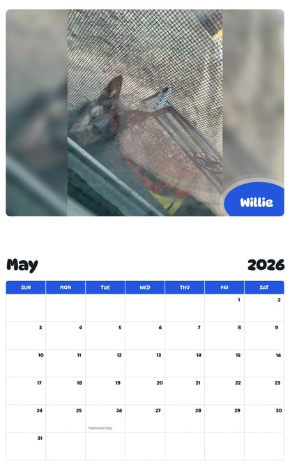 2026 - 2027 Willie - Pawidols Pet Calendar