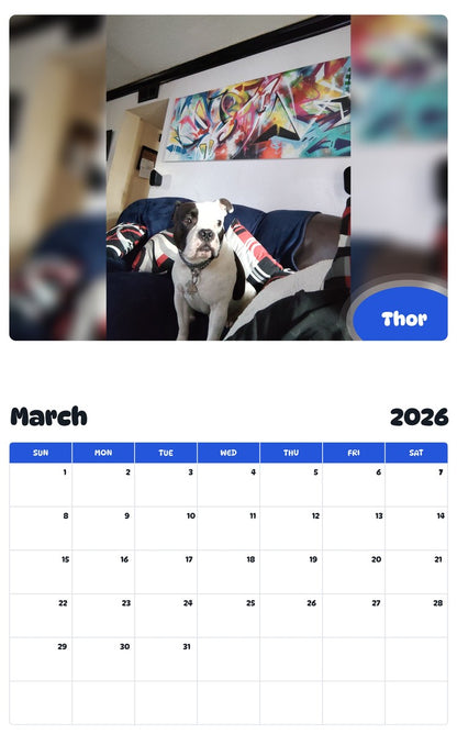 November 2025 - October 2026 Thor - Pawidols Pet Calendar