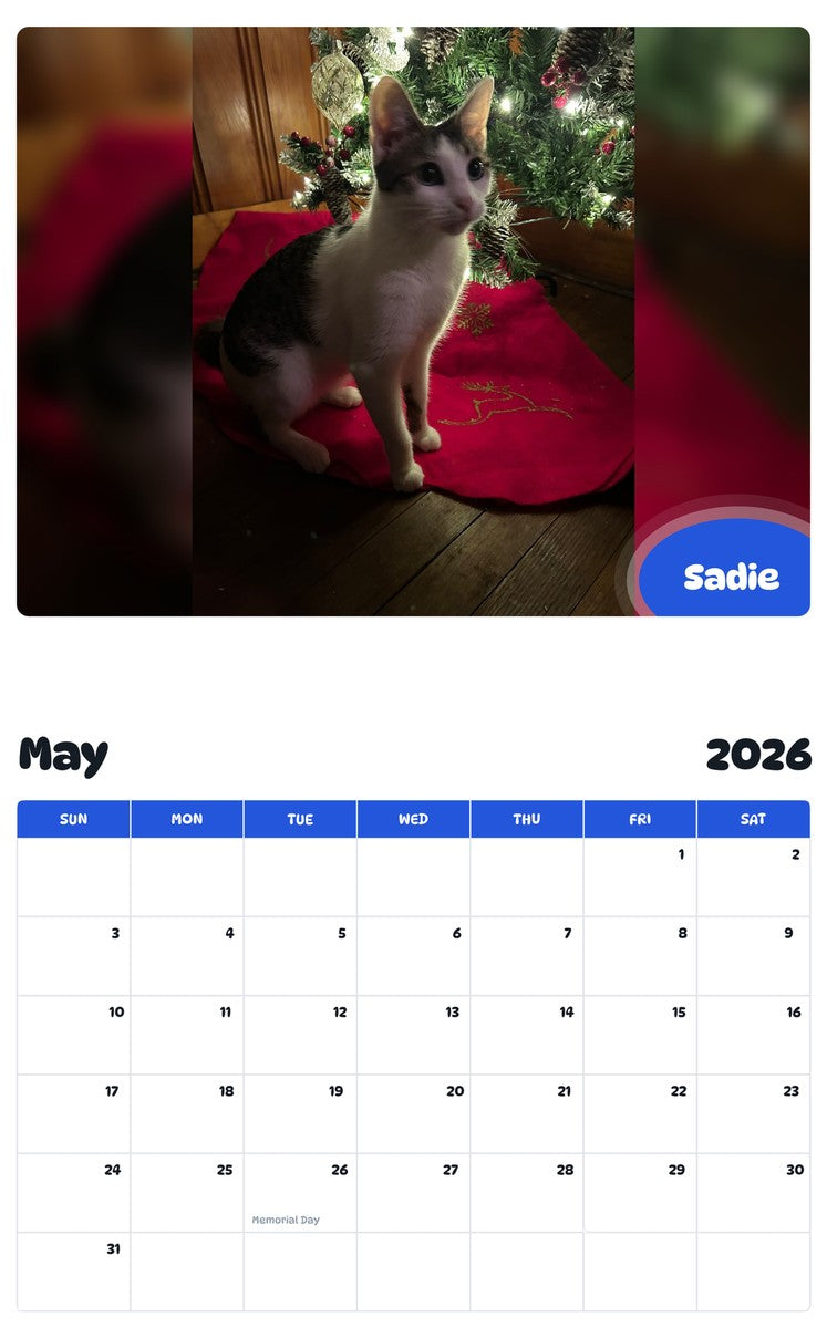 2026 - 2027 Sadie - Pawidols Pet Calendar