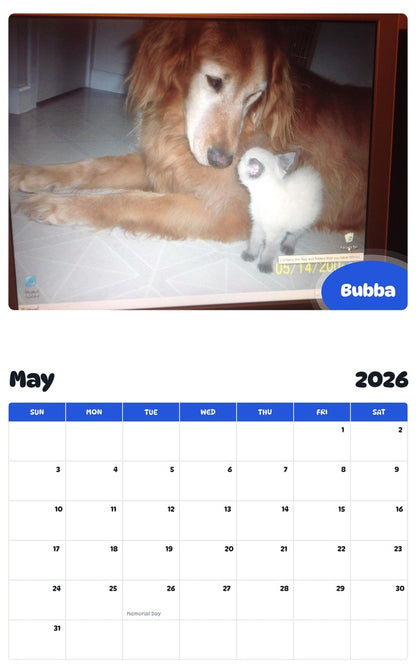 2026 - 2027 Bubba - Pawidols Pet Calendar