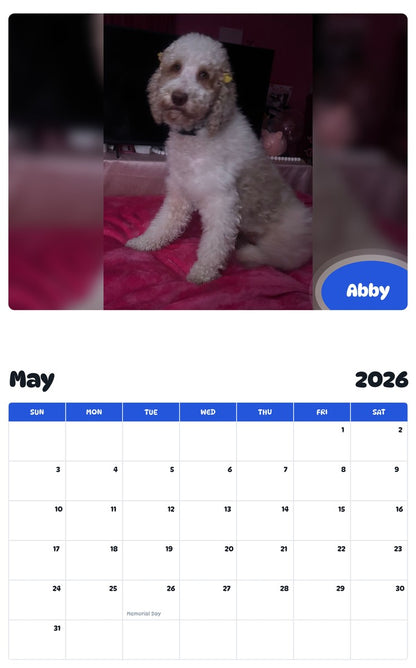 2026 - 2027 Abby - Pawidols Pet Calendar