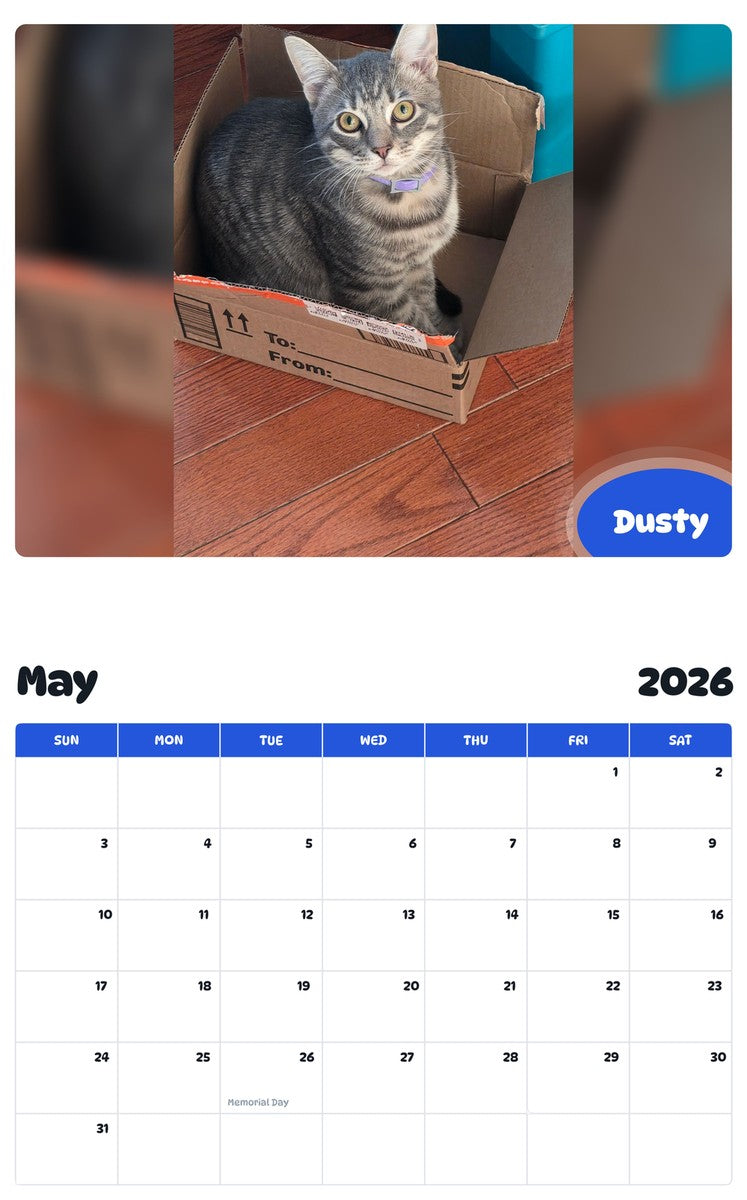 2026 - 2027 Dusty - Pawidols Pet Calendar