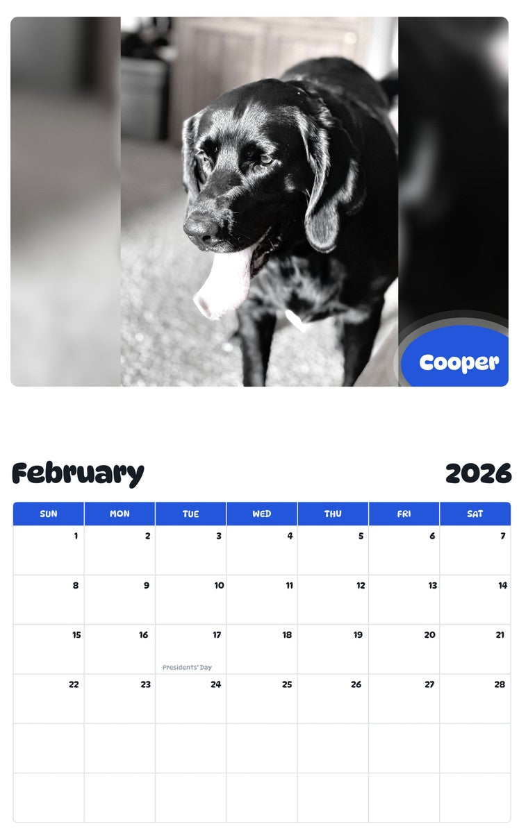 October 2025 - September 2026 Cooper - Pawidols Pet Calendar