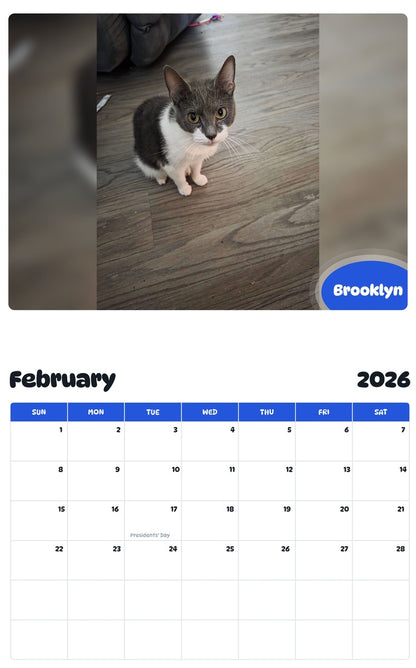 October 2025 - September 2026 Brooklyn - Pawidols Pet Calendar