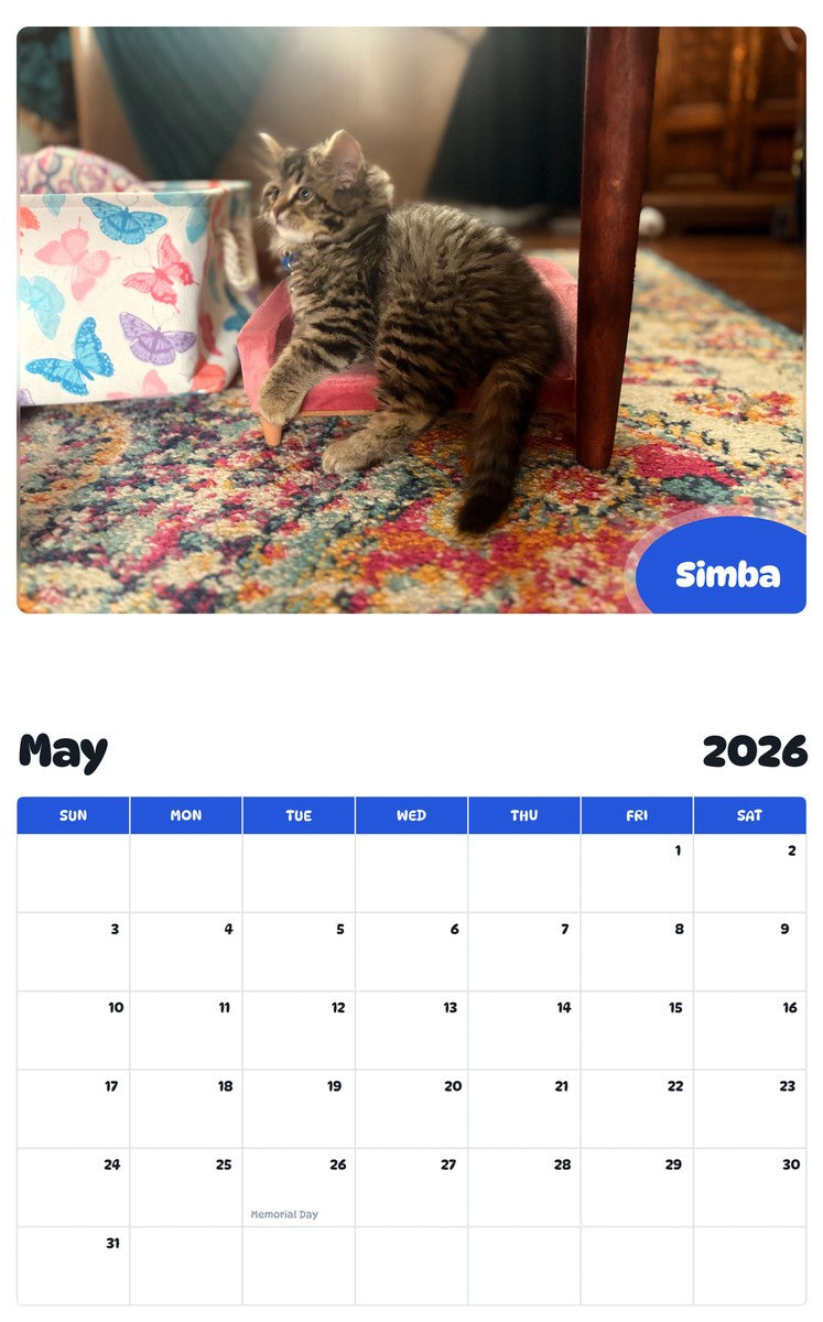 2026 - 2027 Simba - Pawidols Pet Calendar