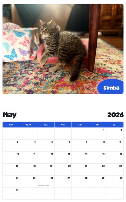 2026 - 2027 Simba - Pawidols Pet Calendar