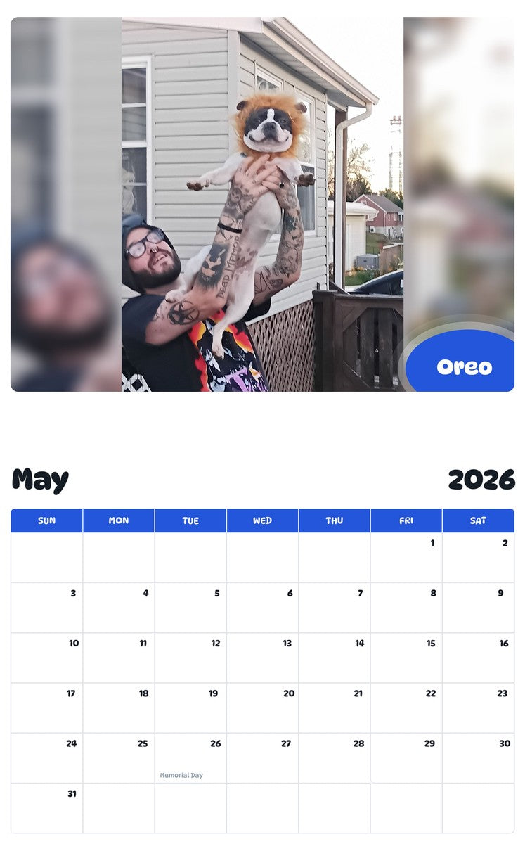2026 - 2027 Oreo - Pawidols Pet Calendar