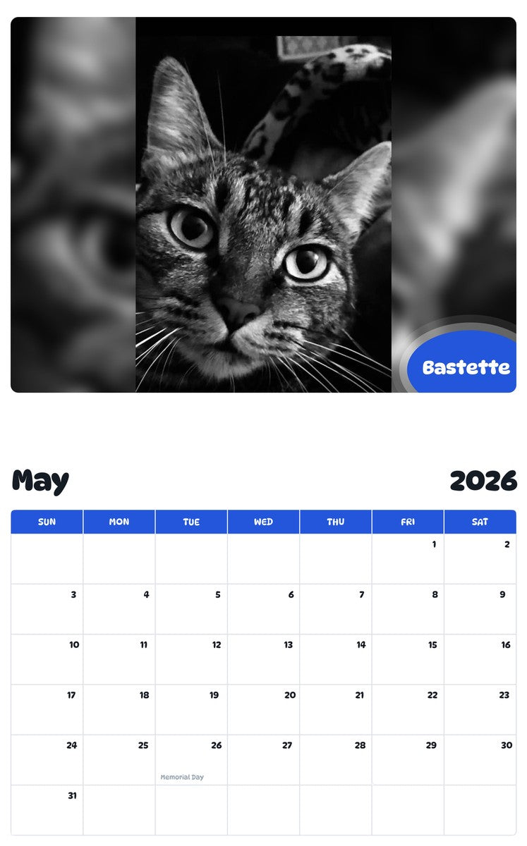 2026 - 2027 Bastette - Pawidols Pet Calendar