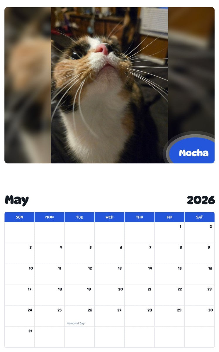 2026 - 2027 Mocha - Pawidols Pet Calendar