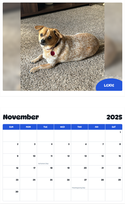 July 2025 - June 2026 Lexie - Pawidols Pet Calendar