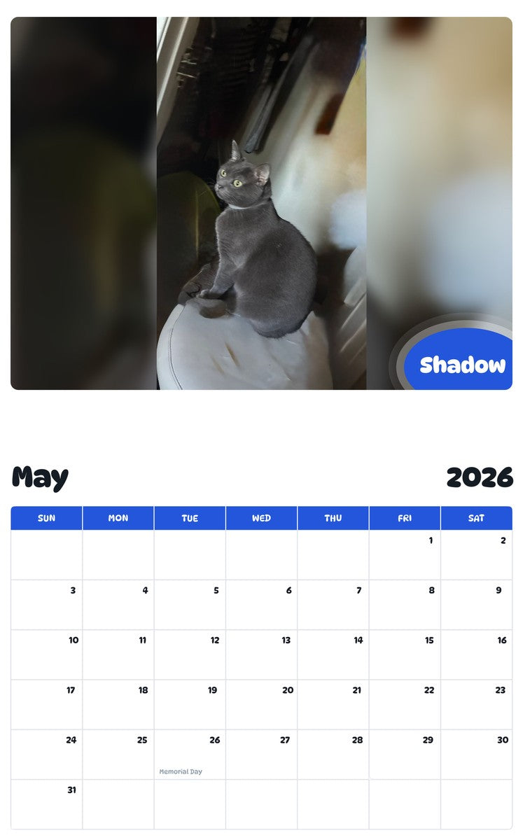 2026 - 2027 Shadow - Pawidols Pet Calendar