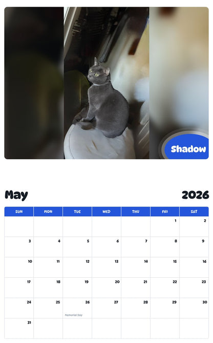 2026 - 2027 Shadow - Pawidols Pet Calendar