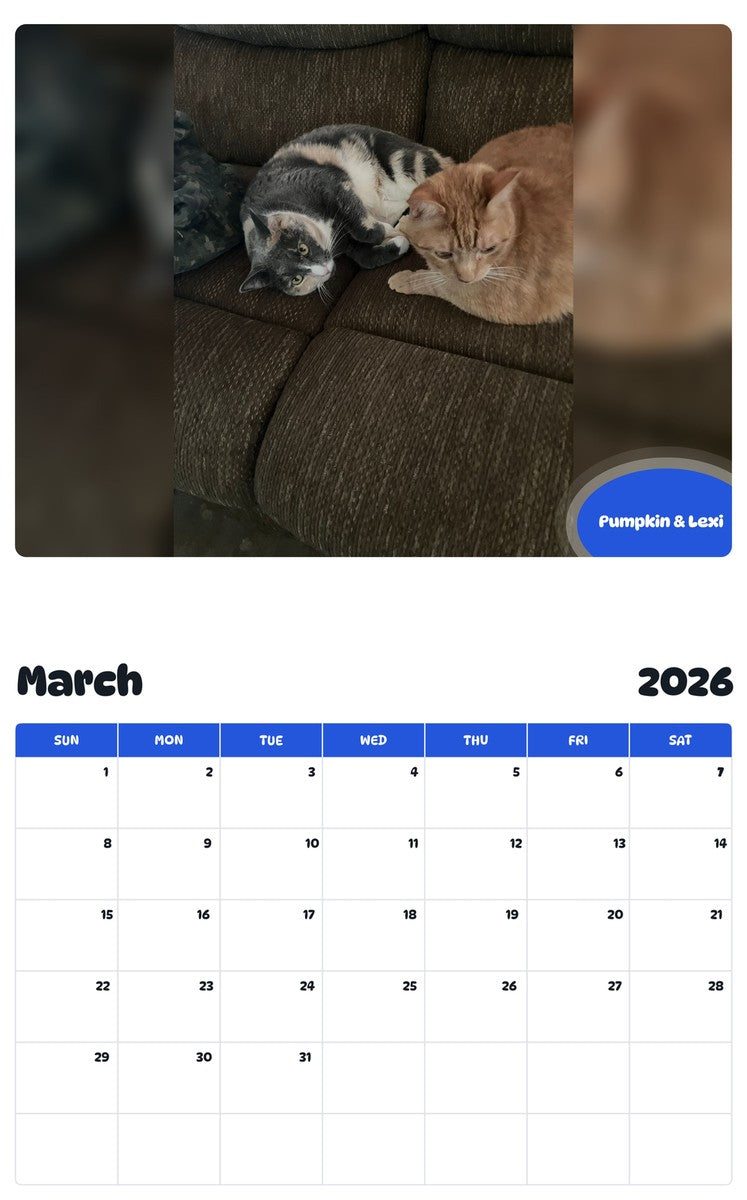 November 2025 - October 2026 Pumpkin & Lexi - Pawidols Pet Calendar