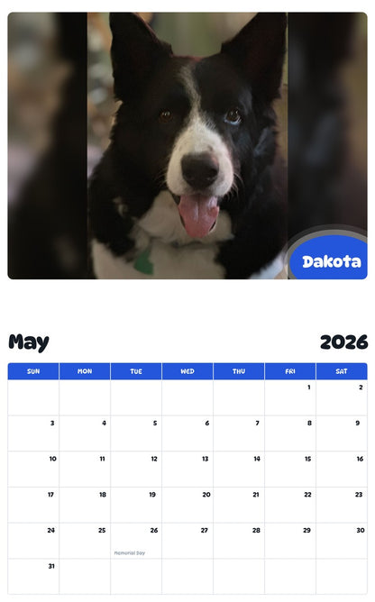 2026 - 2027 Dakota - Pawidols Pet Calendar