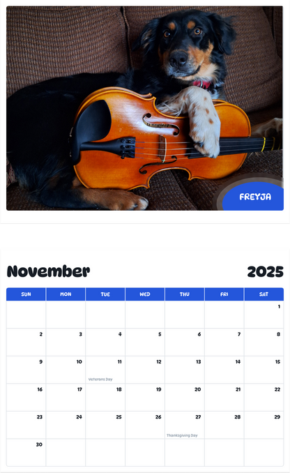 July 2025 - June 2026 Freyja - Pawidols Pet Calendar