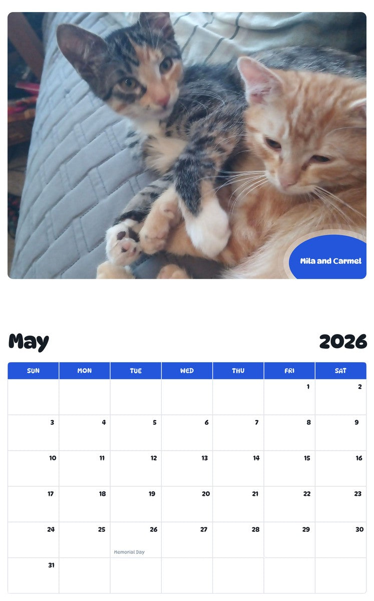 2026 - 2027 Mila and Сarmel - Pawidols Pet Calendar