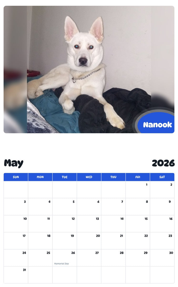 2026 - 2027 Nanook - Pawidols Pet Calendar