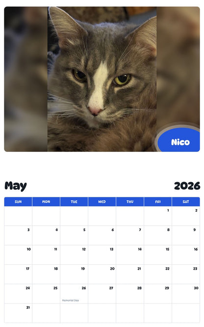 2026 - 2027 Nico - Pawidols Pet Calendar