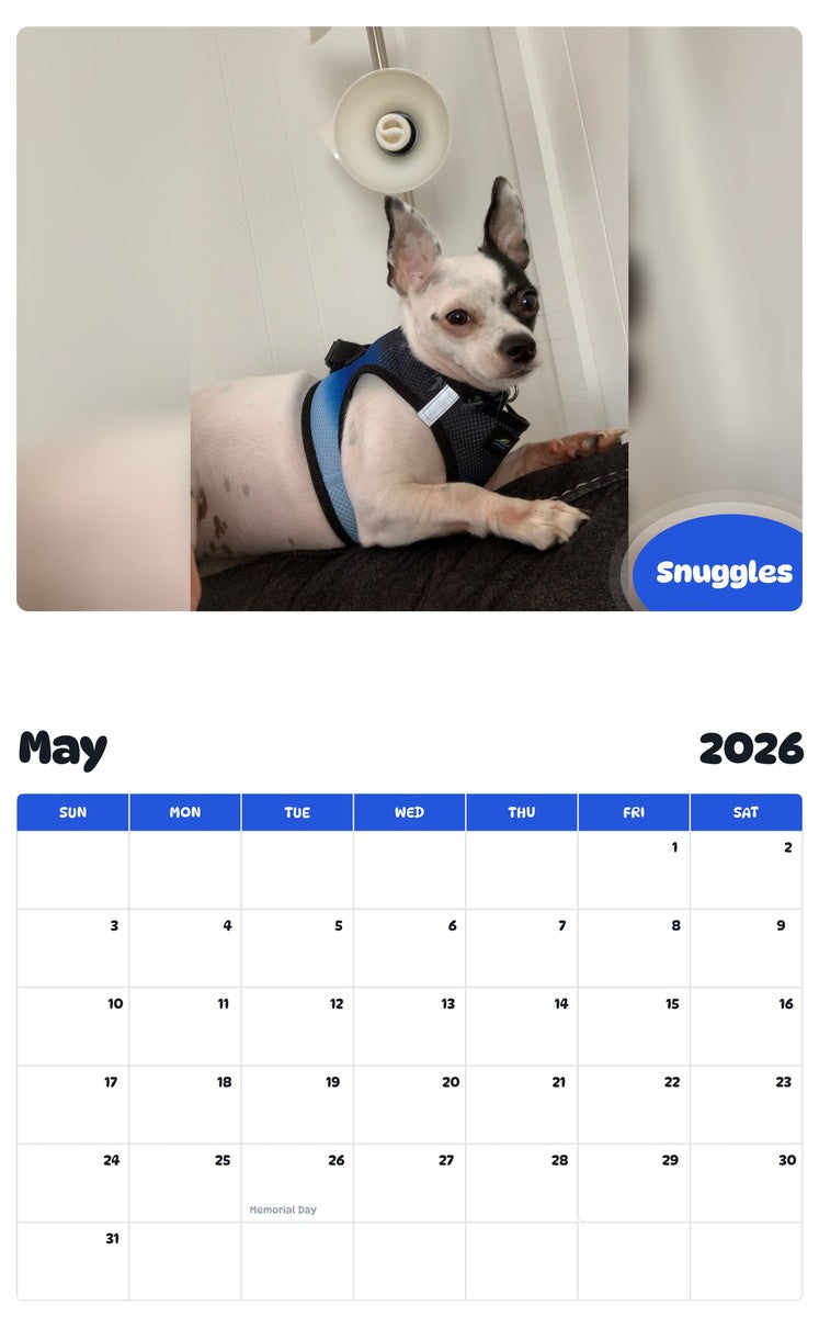 2026 - 2027 Snuggles - Pawidols Pet Calendar