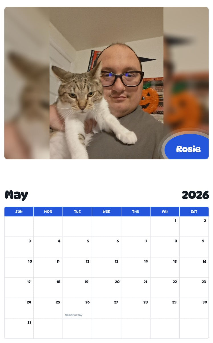 2026 - 2027 Rosie - Pawidols Pet Calendar