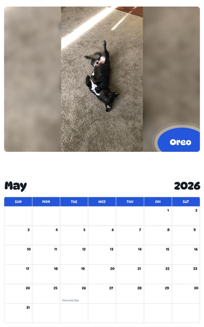 2026 - 2027 Oreo - Pawidols Pet Calendar