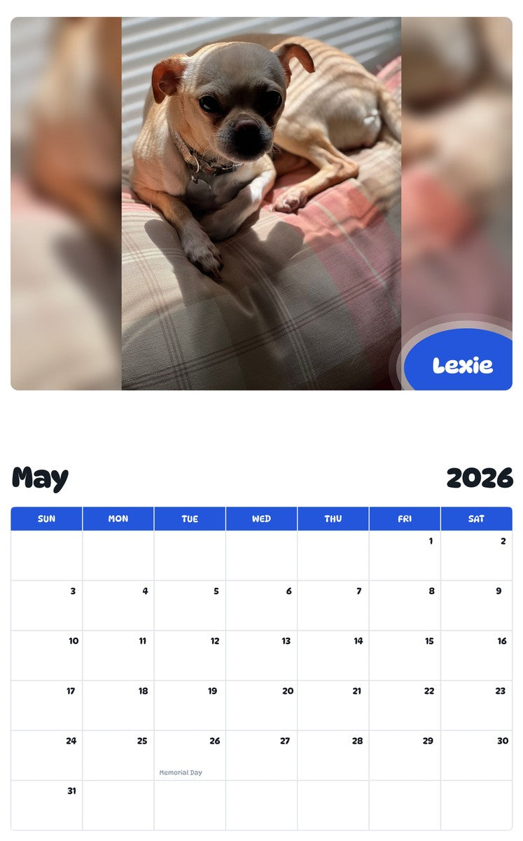 2026 - 2027 Lexie - Pawidols Pet Calendar