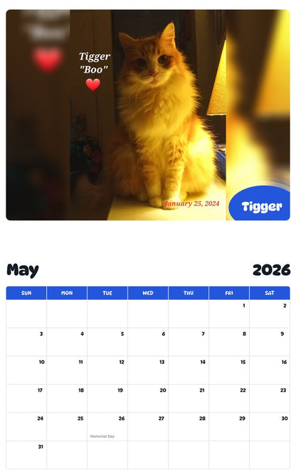 2026 - 2027 Tigger - Pawidols Pet Calendar