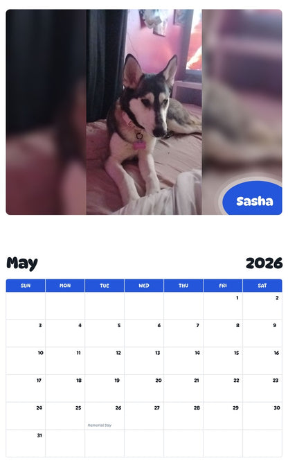2026 - 2027 Sasha - Pawidols Pet Calendar