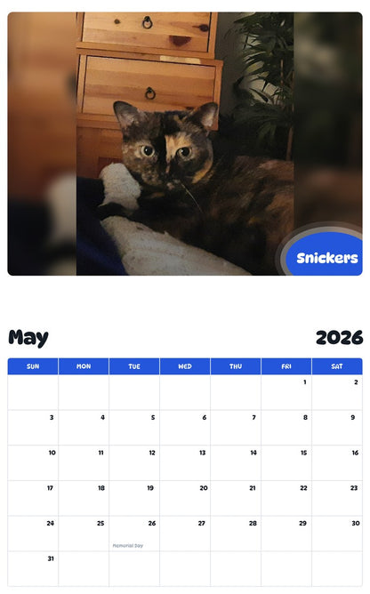 2026 - 2027 Snickers - Pawidols Pet Calendar