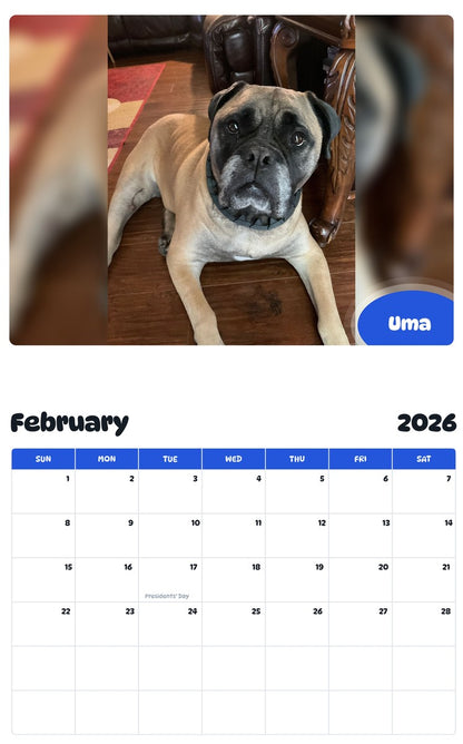 November 2025 - October 2026 Uma - Pawidols Pet Calendar