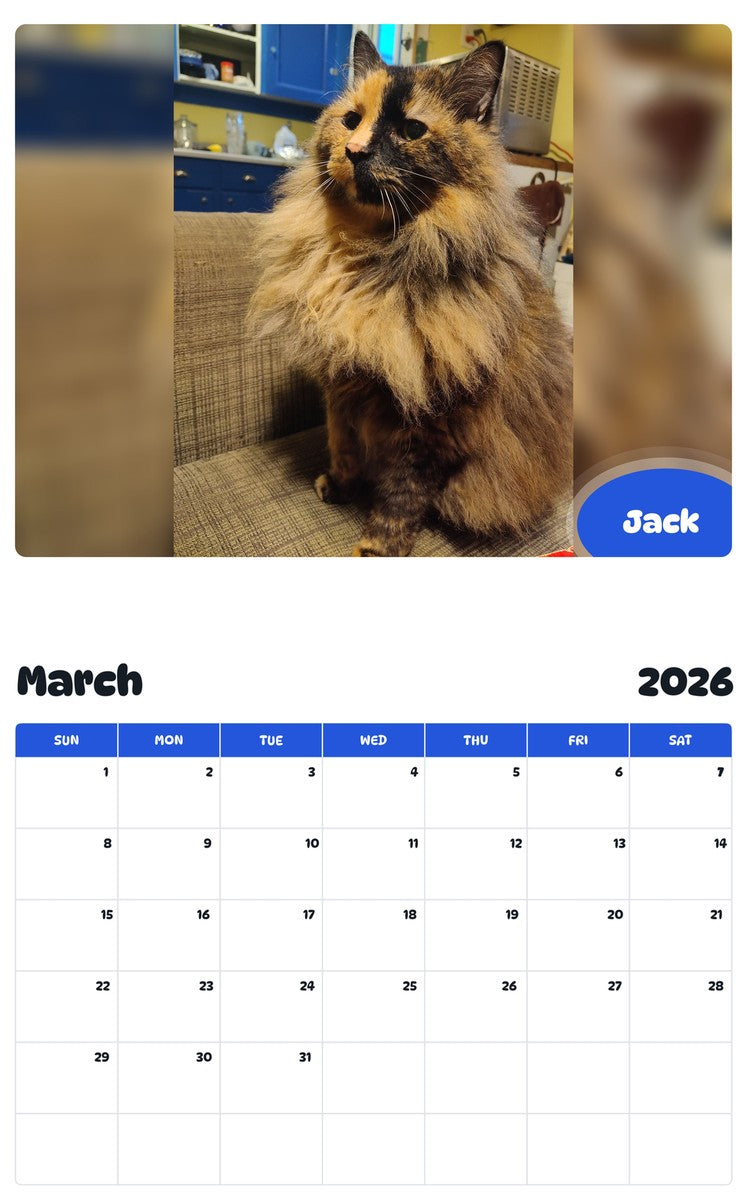 November 2025 - October 2026 Jack - Pawidols Pet Calendar