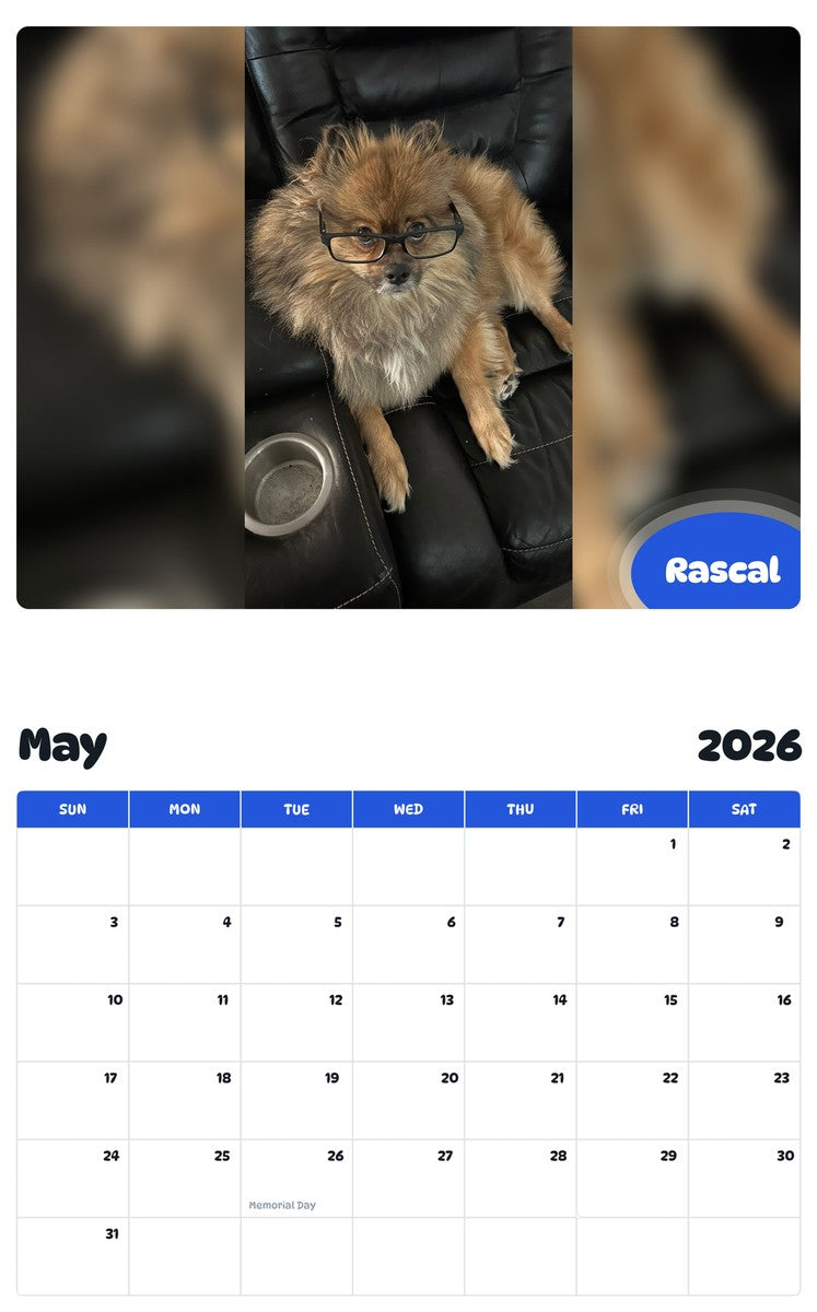 2026 - 2027 Rascal - Pawidols Pet Calendar
