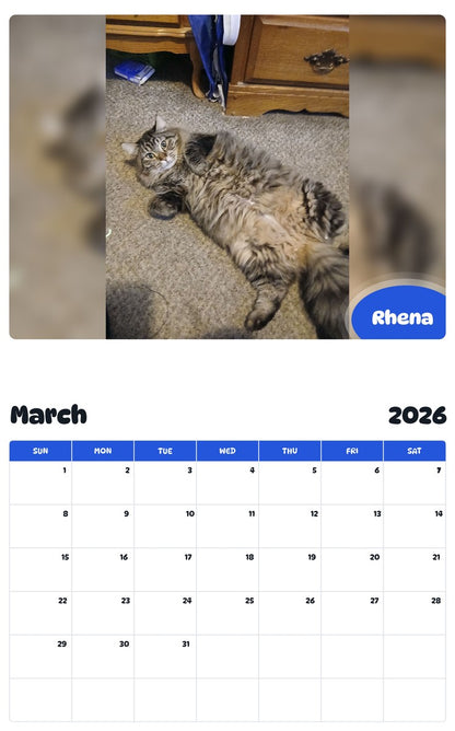 November 2025 - October 2026 Rhena - Pawidols Pet Calendar