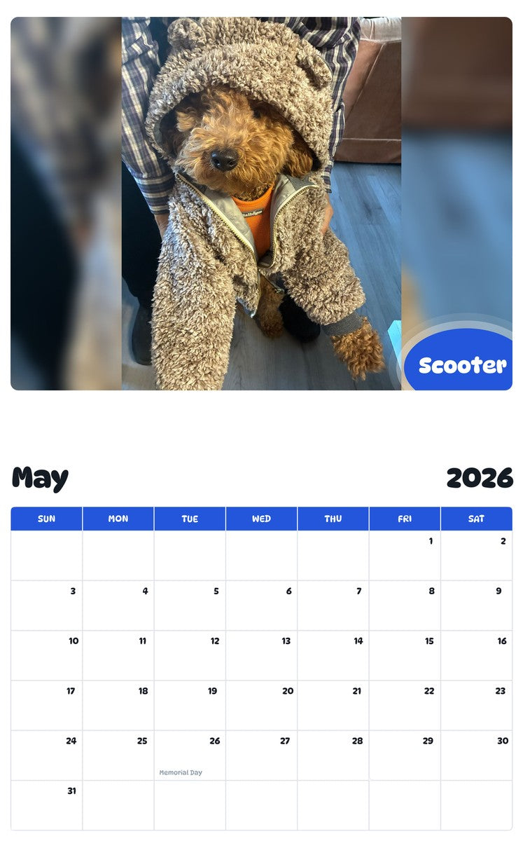 2026 - 2027 Scooter - Pawidols Pet Calendar