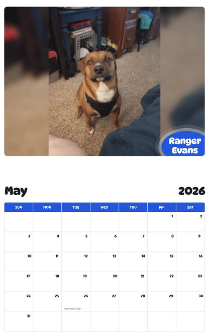 2026 - 2027 Ranger Evans - Pawidols Pet Calendar